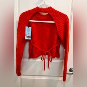 Candy apple red backless sweater